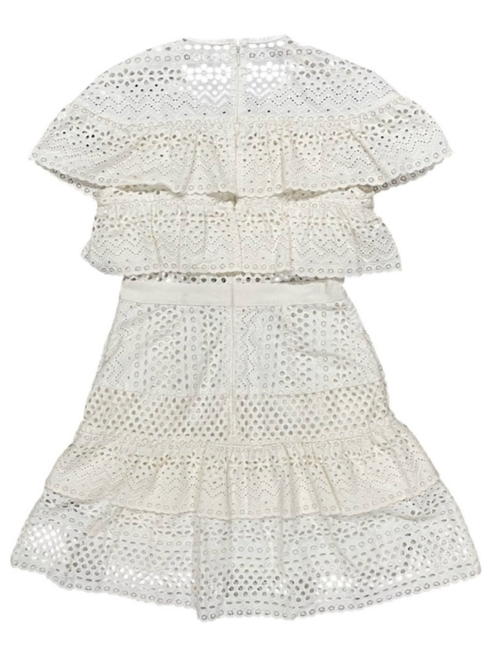 SELF PORTRAIT Off White Lace Cotton Mini Dress Small - Picture 5 of 13